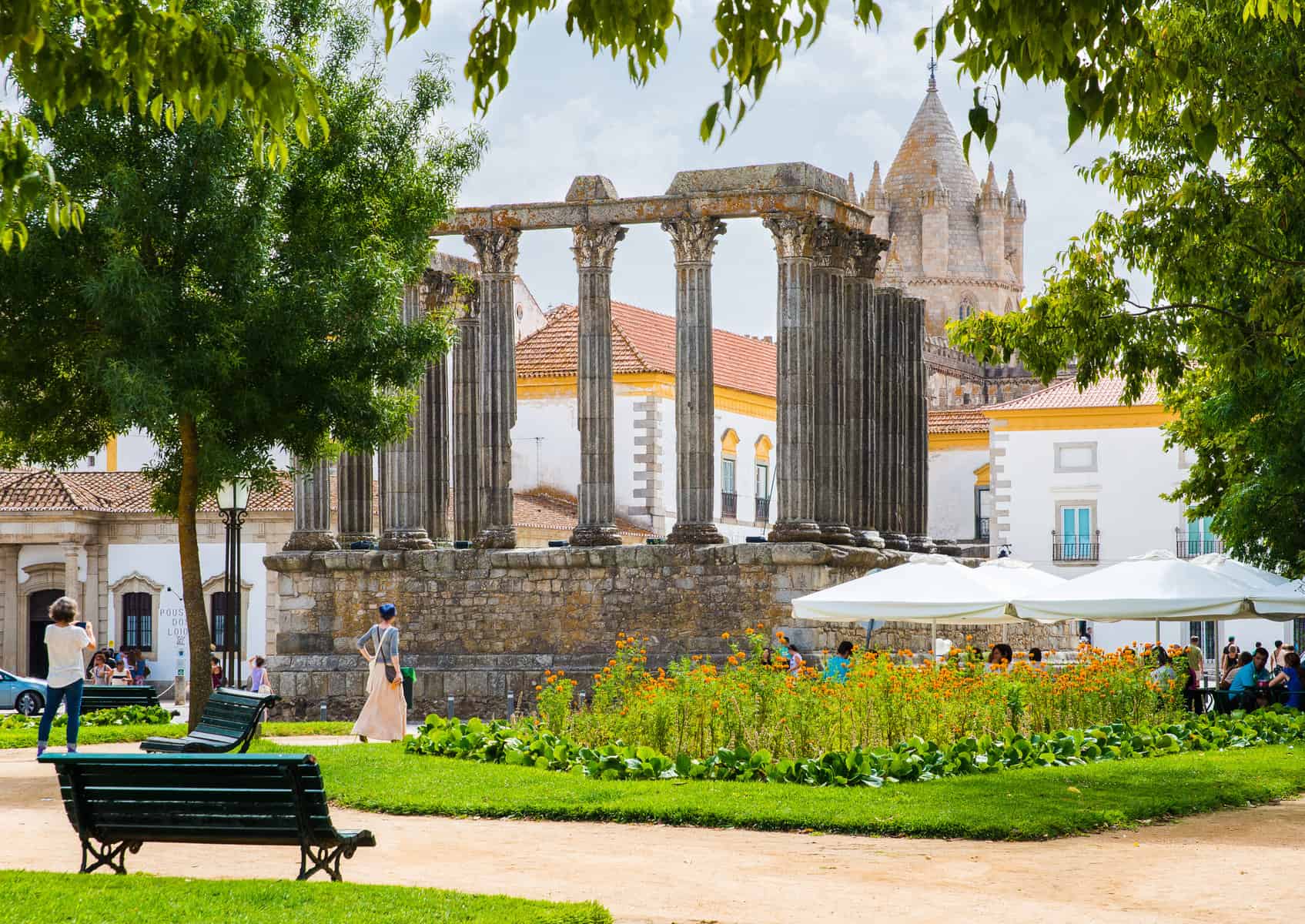 Dianna Temple in Evora. Ancient roman temple in the old city of Evora, Portugal